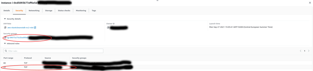 ec2 security tab