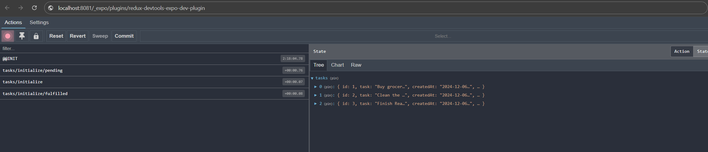 expo redux devtools plugin provides the same look and feel