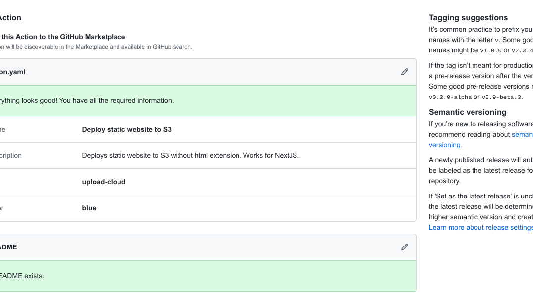 publish github action to marketplace