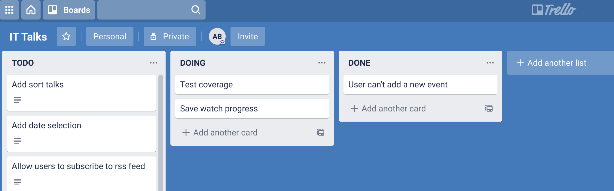 Trello kanban