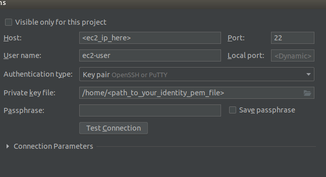 Configure SSH tunnel Intellij IDEA