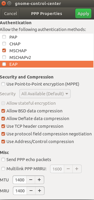 ppp settings mschap