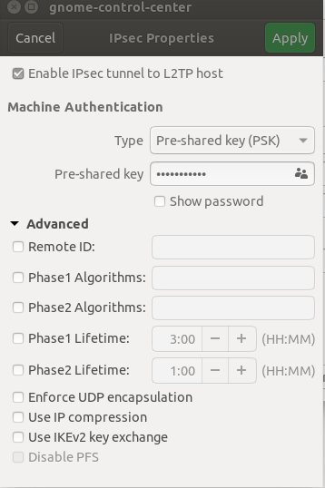 ipsec properties vpn tunnel