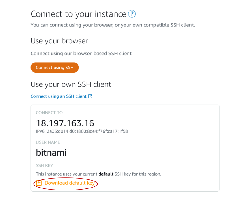 lightsail bitnami ssh connect