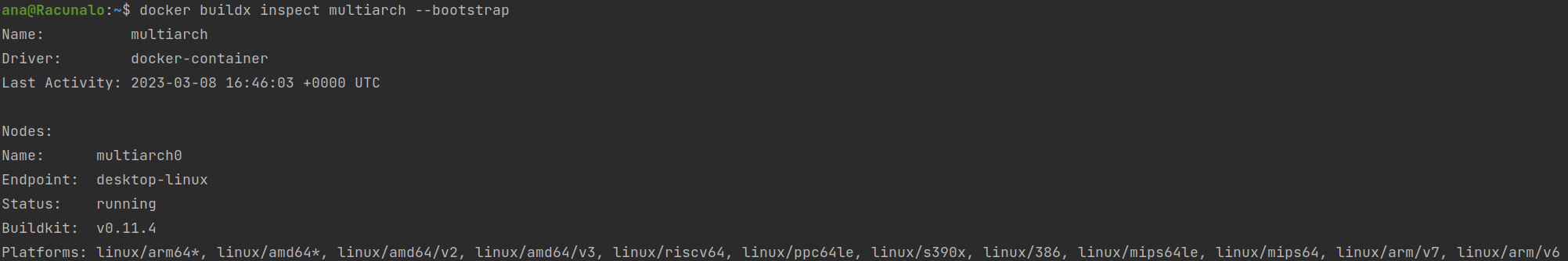 docker buildx inspect multiarch --bootstrap