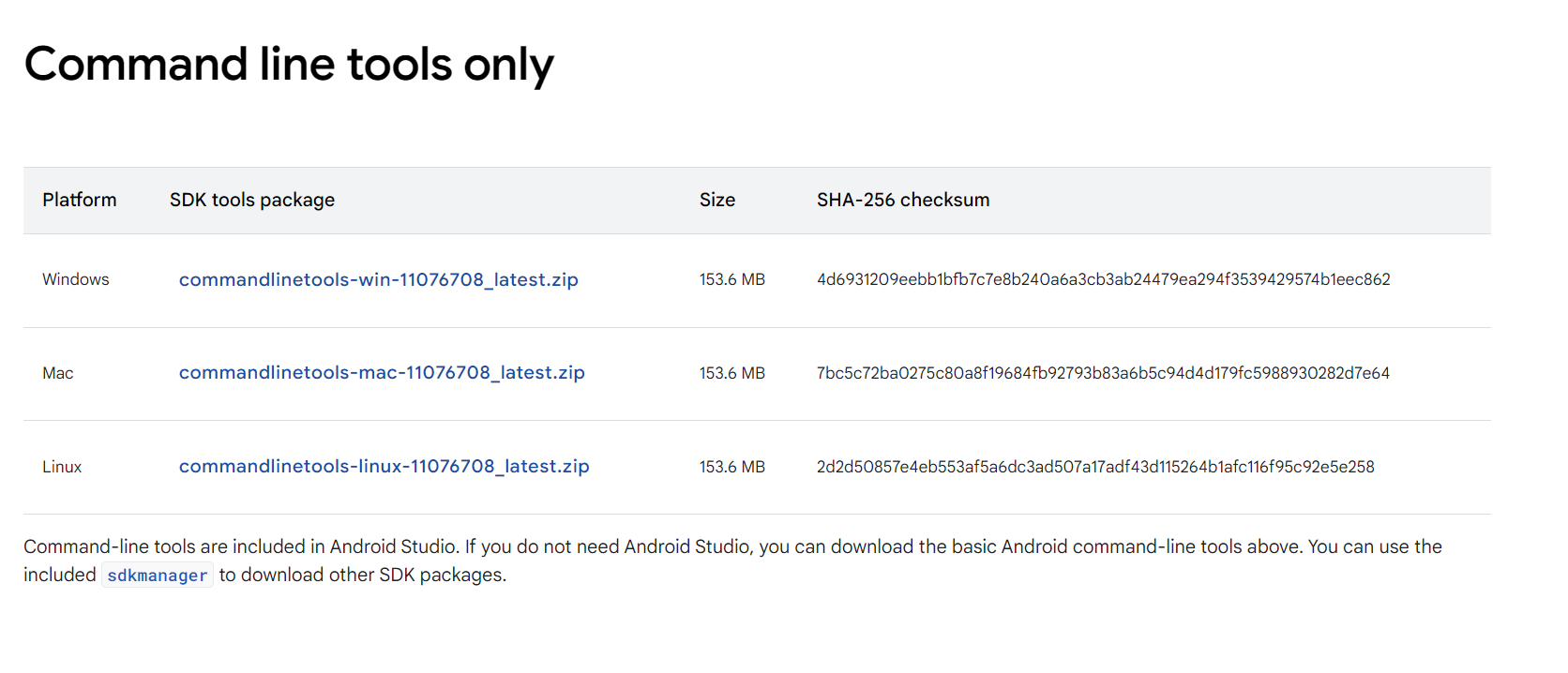 command line tools, manual sdk install