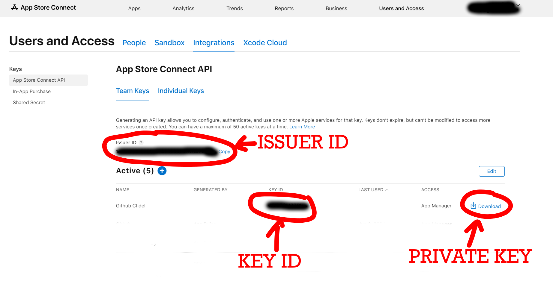 generate app store connect api key